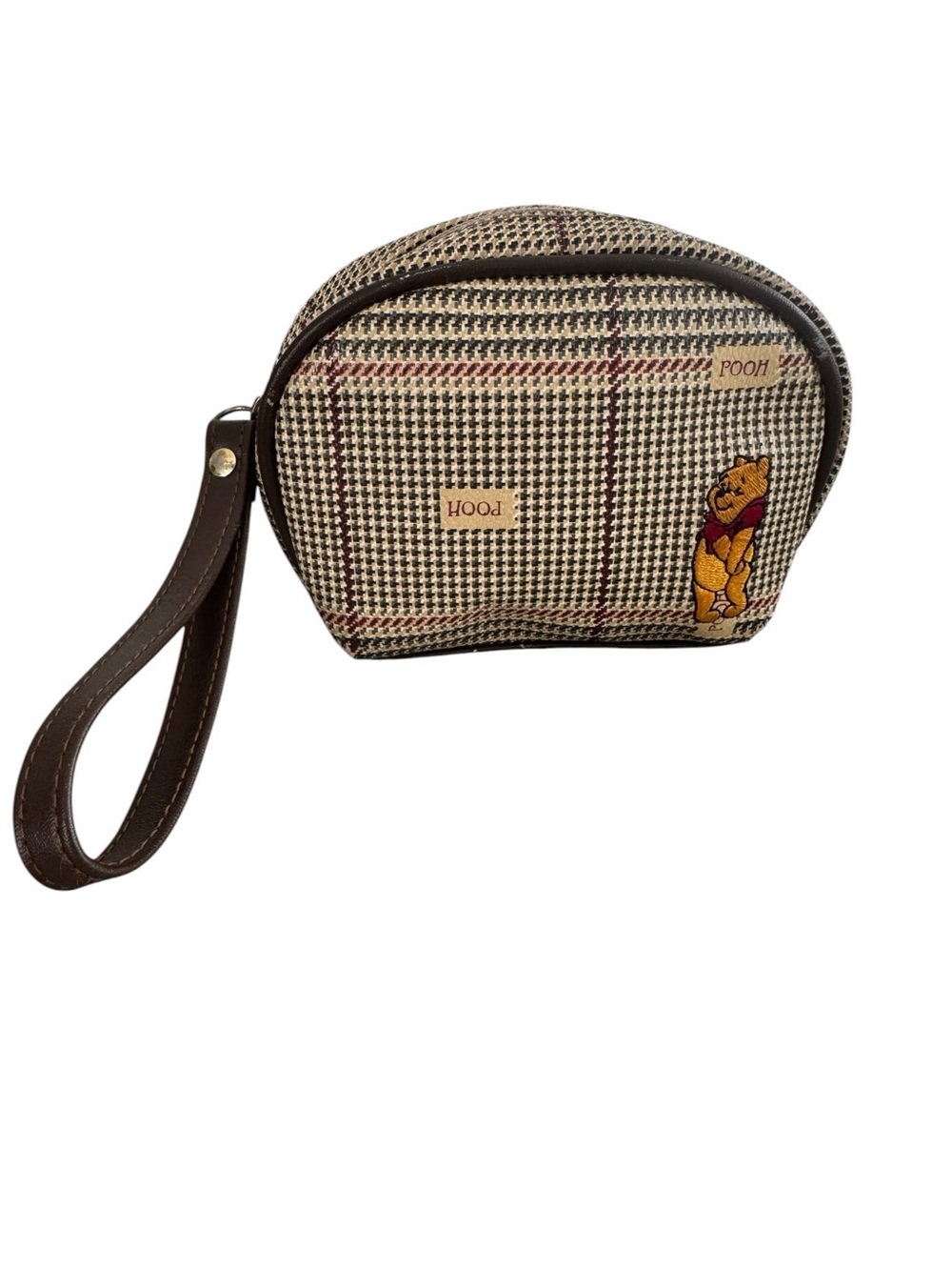 Disney Winnie the Pooh‎ Brown Plaid Cosmetic Wristlet Bag